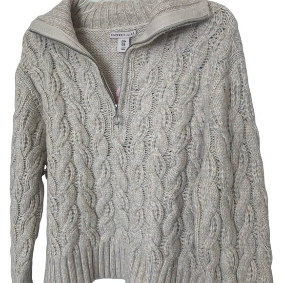 NWT Sincerely Jules Cable Knit Half Zip Cozy Pullover Turtleneck Sweater Sz M - Picture 2 of 12